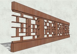 古典中式风格详细木质栏杆设计SU(草图大师)模型