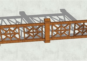 中式详细精致木质栏杆素材设计SU(草图大师)模型