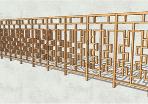 中式风格详细精致木质栏杆设计SU(草图大师)模型