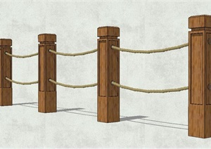 木质栏杆护栏设计SU(草图大师)模型