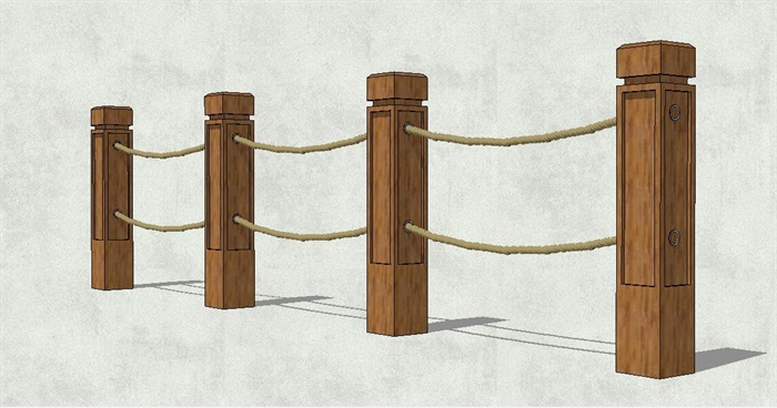 木质栏杆护栏设计su模型