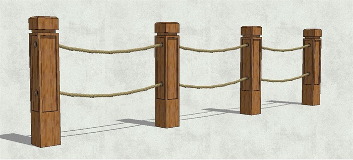 木质栏杆护栏设计su模型