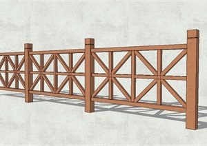 木质栏杆设计素材SU(草图大师)模型