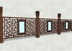 新中式木质护栏设计SU(草图大师)模型