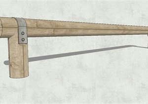 简约木制护栏设计SU(草图大师)模型