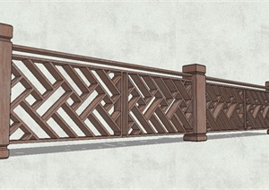 中式防腐木栏杆设计SU(草图大师)模型
