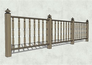 现代木质栏杆设计SU(草图大师)模型