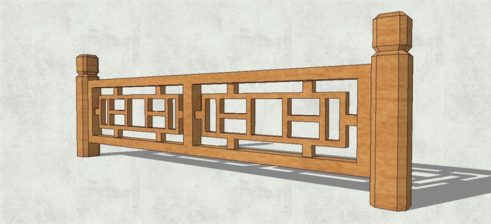 新中式木质栏杆素材su模型