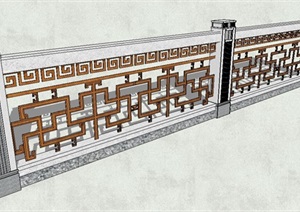 精品中式木制栏杆设计SU(草图大师)模型