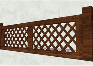 某中式木质栏杆素材设计SU(草图大师)模型