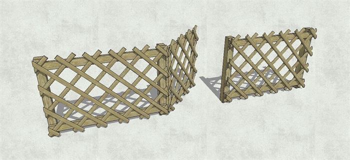 木质栏杆栅栏设计su模型