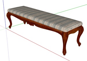 欧式风格详细精致沙发坐凳SU(草图大师)模型