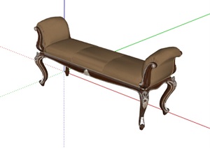 某室内详细沙发坐凳SU(草图大师)模型