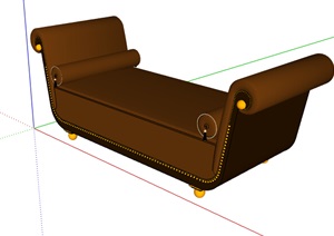 某欧式风格室内沙发坐凳SU(草图大师)模型
