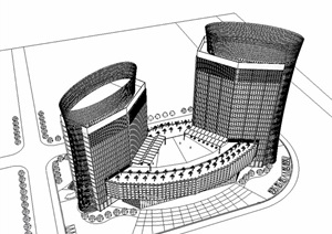 独特详细精致的酒店建筑SU(草图大师)模型