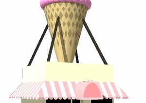 粉色系冰淇淋售卖亭设计SU(草图大师)模型