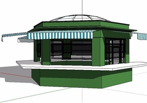 现代风格绿色售卖亭设计SU(草图大师)模型