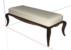 独特欧式风格详细沙发坐凳SU(草图大师)模型