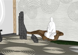 现代中式景园艺小品景观设计SU(草图大师)模型