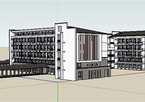 某新中式风格学校教学楼建筑设计SU(草图大师)模型