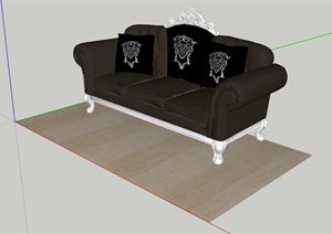 欧式风格室内三人沙发设计SU(草图大师)模型