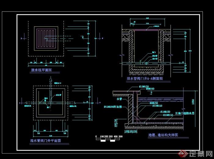 现代圆形喷泉设计cad施工图