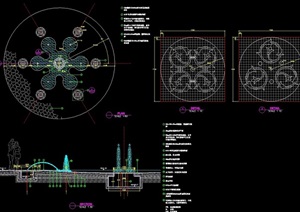 现代风格喷泉水池景观cad施工图