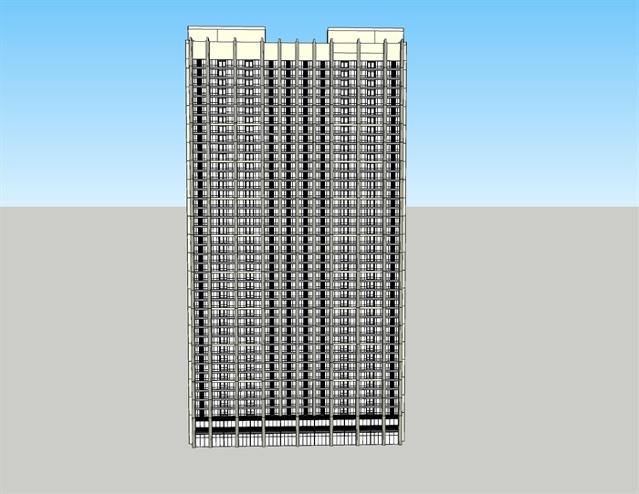 现代独栋高层公寓住宅建筑设计su模型