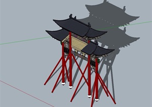 古典中式风格牌楼素材SU(草图大师)模型