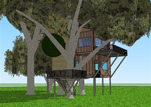 旅游度假创意树屋设计SU(草图大师)模型