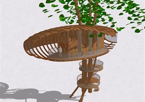 创意树屋观景建筑SU(草图大师)模型