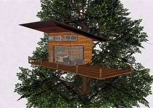 创意树屋住宅建筑设计SU(草图大师)模型