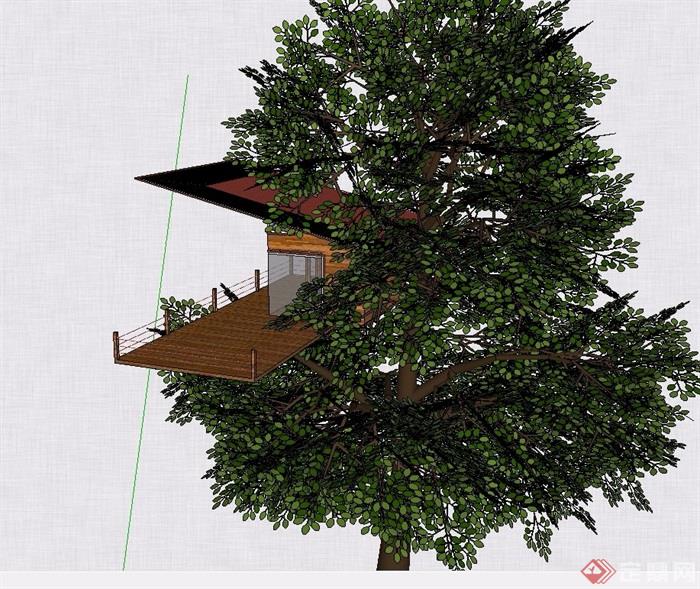 创意树屋住宅建筑设计su模型