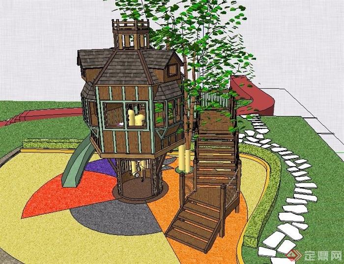 中式风格树屋设计su模型