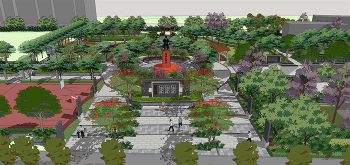 红色文化景观广场cad平面和详细su模型(1)