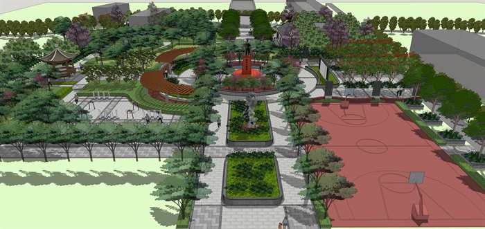 红色文化景观广场cad平面和详细su模型(2)