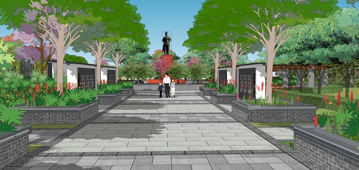 红色文化景观广场cad平面和详细su模型(5)