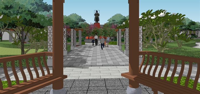 红色文化景观广场cad平面和详细su模型(6)