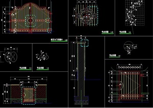 现代风格详细大门cad施工图