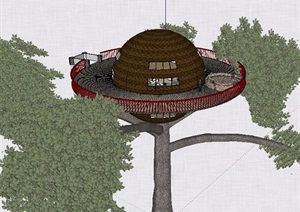 圆球状住宅树屋设计SU(草图大师)模型