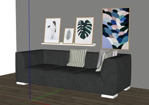 某精致详细的室内沙发设计SU(草图大师)模型