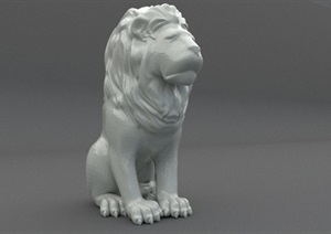 详细狮子雕塑设计SU(草图大师)模型