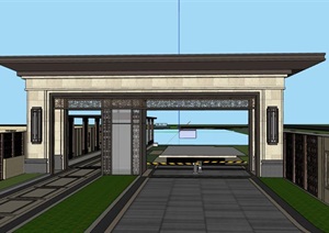 新亚洲风格大门设计SU(草图大师)模型2017版本