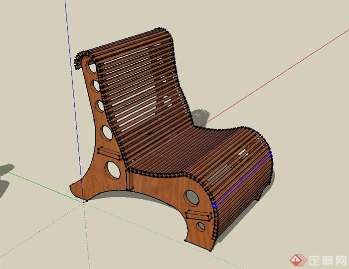 某防腐木坐椅设计su模型