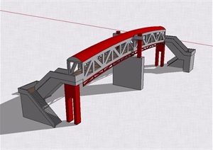 现代风格详细完整园桥设计SU(草图大师)模型