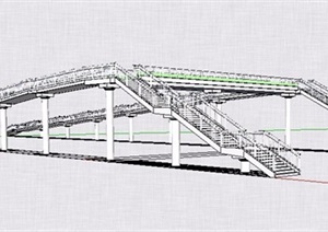 H型人行天桥设计SU(草图大师)模型