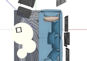 某室内详细组合沙发设计SU(草图大师)模型