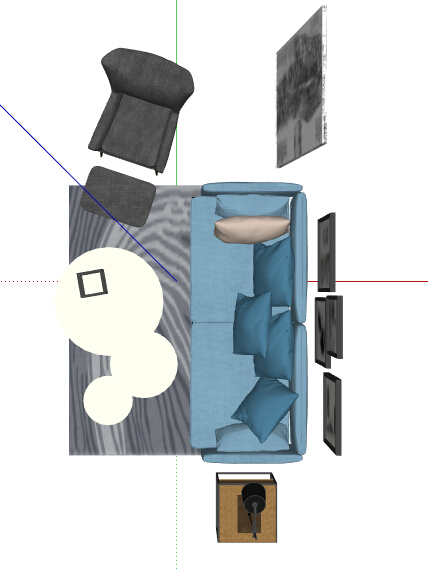 某室内详细组合沙发设计su模型