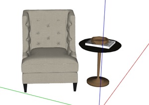室内单人沙发桌设计SU(草图大师)模型