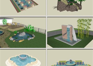 喷泉游泳池详细SU(草图大师)模型
